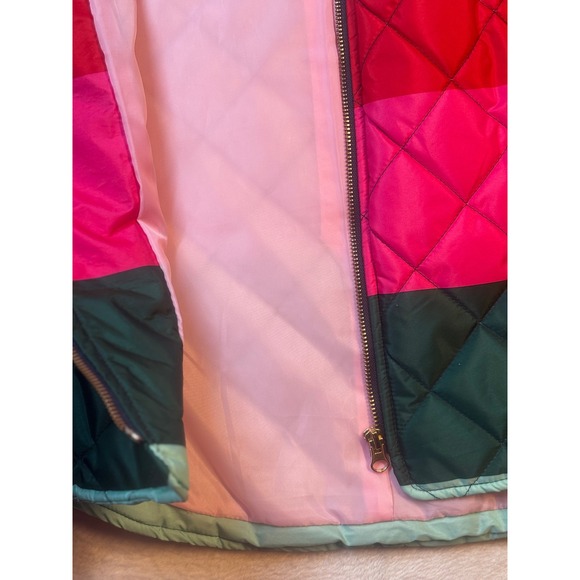 Crown & Ivy Quilted Colorblock Vest Women XL Pink White Red Green Zip Up - Picture 15 of 15